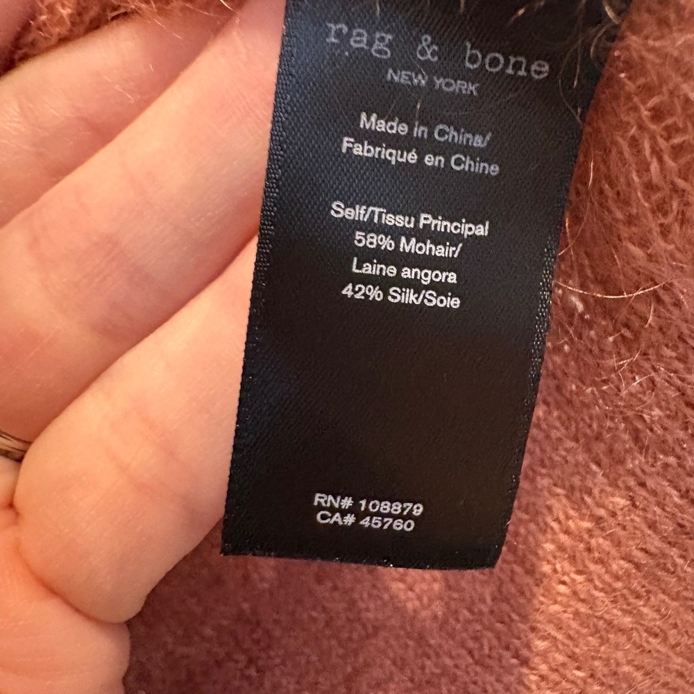 Rag & Bone Mimi Off The Shoulder Sweater Medium Rose Mohair Silk - Picture 10 of 12